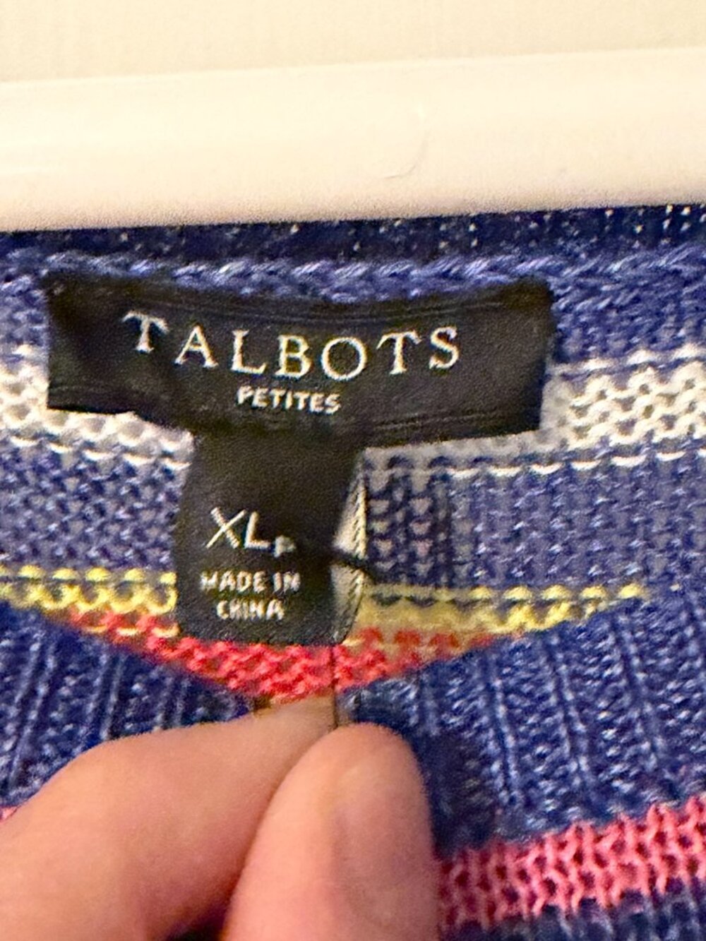 Talbots 100% linen rainbow stripe 3/4 sleeve sweater NWT size XL petite preppy - Picture 7 of 9